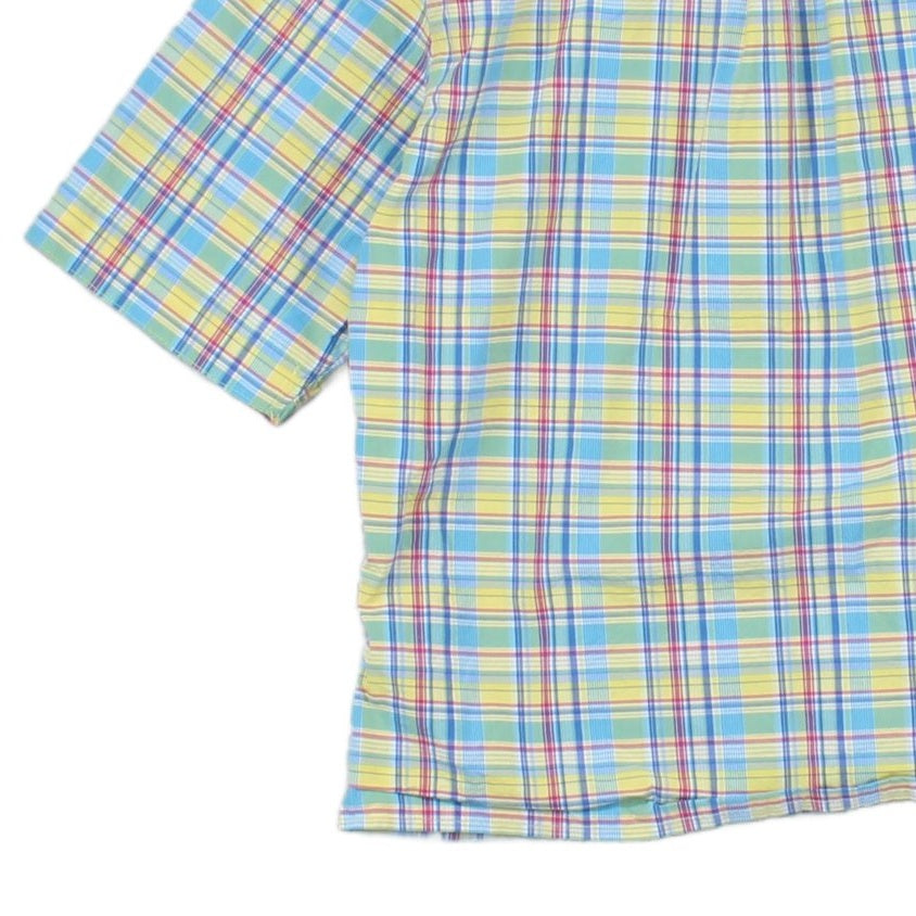 Mens Plaid Shirt Short Sleeve Slim Fit Boxy