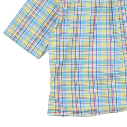 Mens Plaid Shirt Short Sleeve Slim Fit Boxy