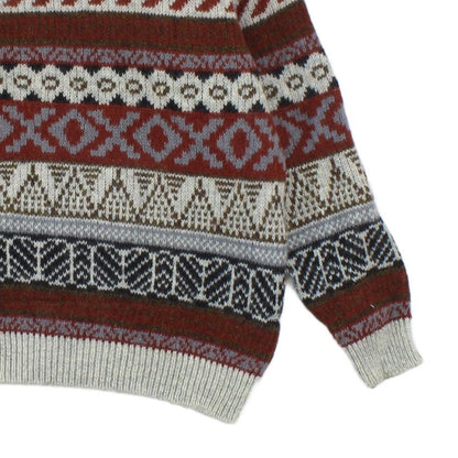 Mens Jumper Chunky Knit Patterned Wool