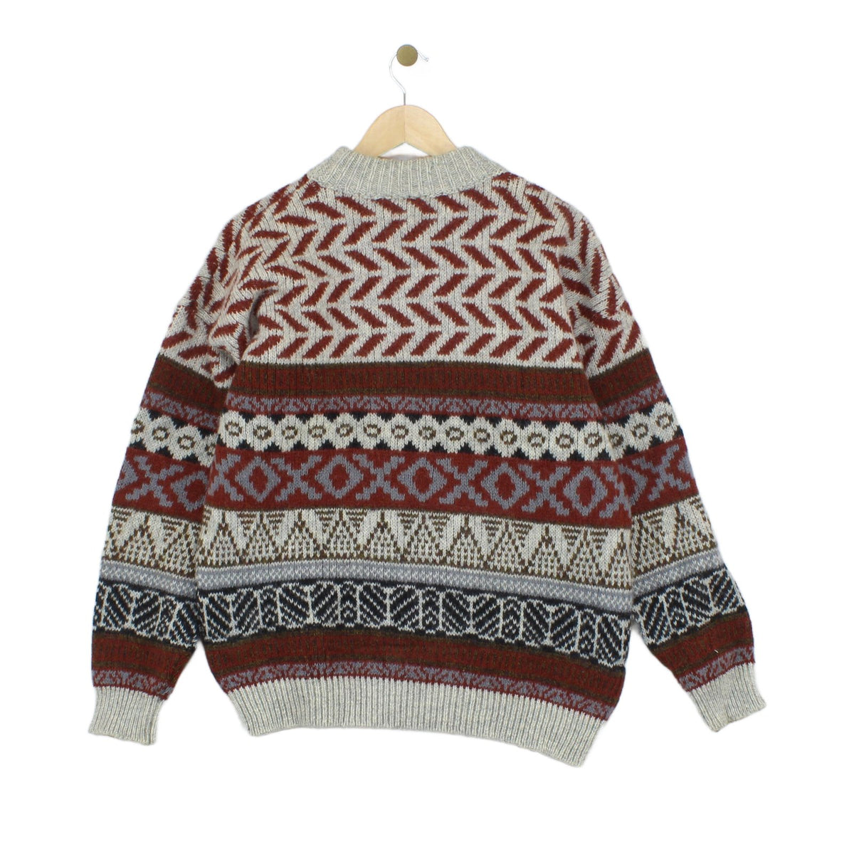 Mens Jumper Chunky Knit Patterned Wool