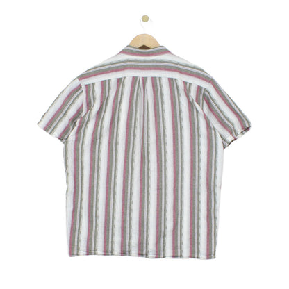 Mens Striped Shirt Short Sleeve Relaxed Fit