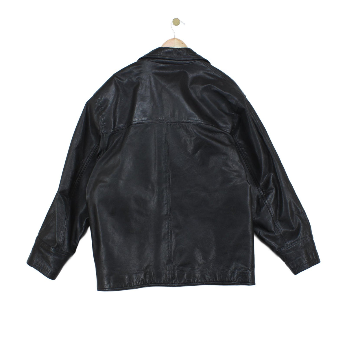 Mens Leather Jacket Button Collared
