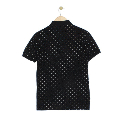 Mens Polka Dot Polo Shirt Slim Fit Short Sleeve