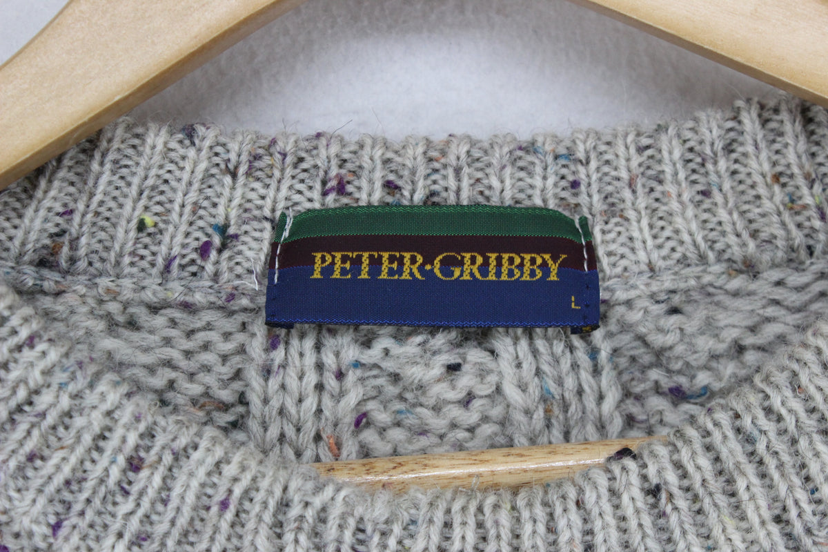 Mens Cable Knit Jumper Chunky Knit Speckled Wool