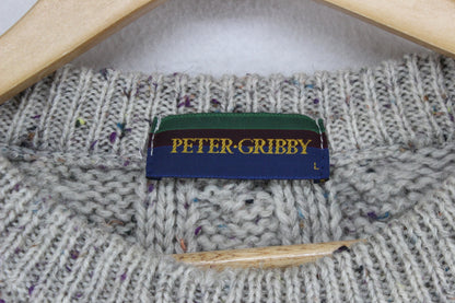 Mens Cable Knit Jumper Chunky Knit Speckled Wool
