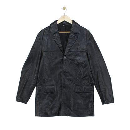 Mens Leather Jacket Single Breasted