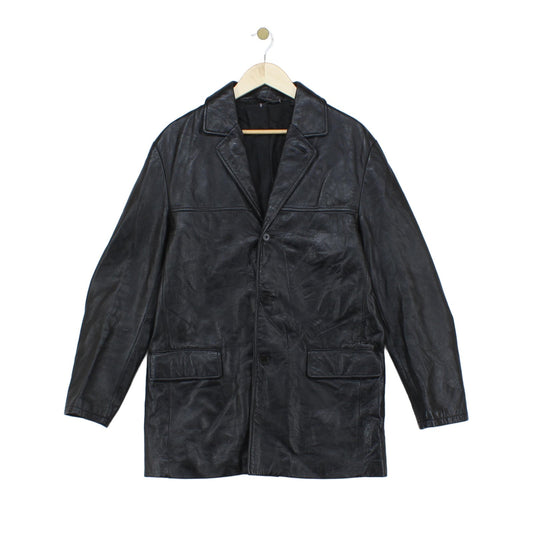 Mens Leather Jacket Single Breasted