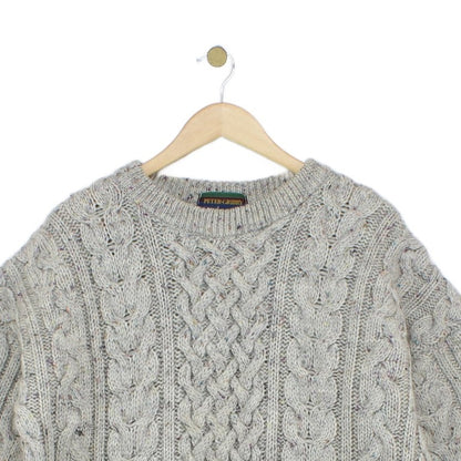 Mens Cable Knit Jumper Chunky Knit Speckled Wool
