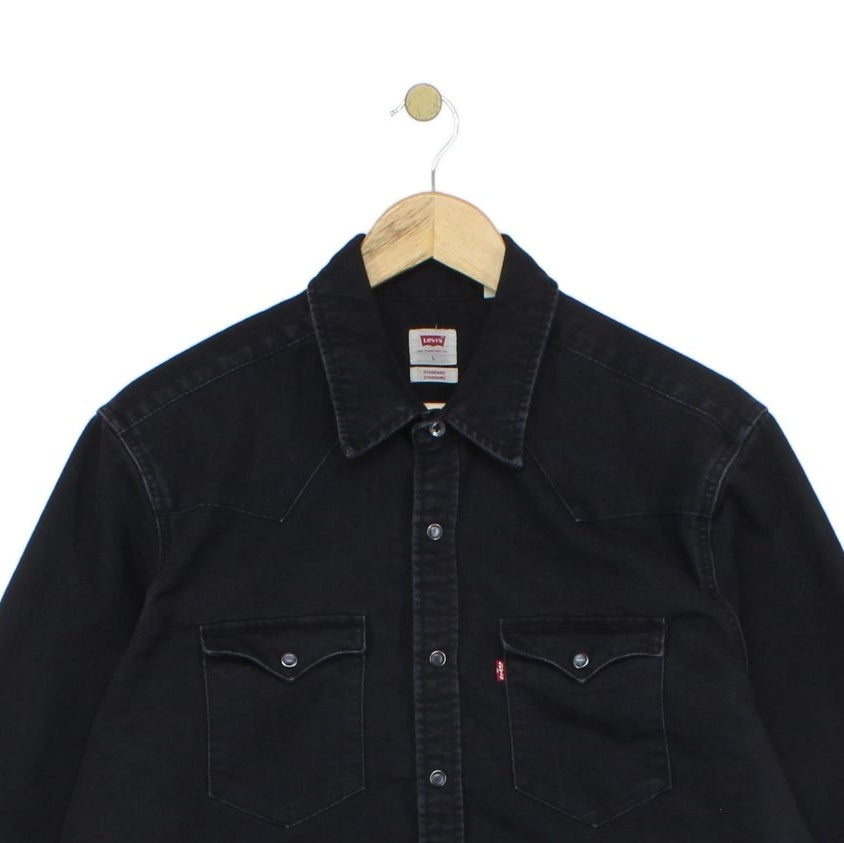 Mens Denim Shirt Button Up Long Sleeve
