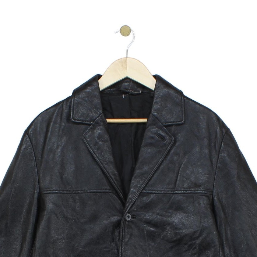 Mens Leather Jacket Single Breasted