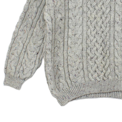 Mens Cable Knit Jumper Chunky Knit Speckled Wool