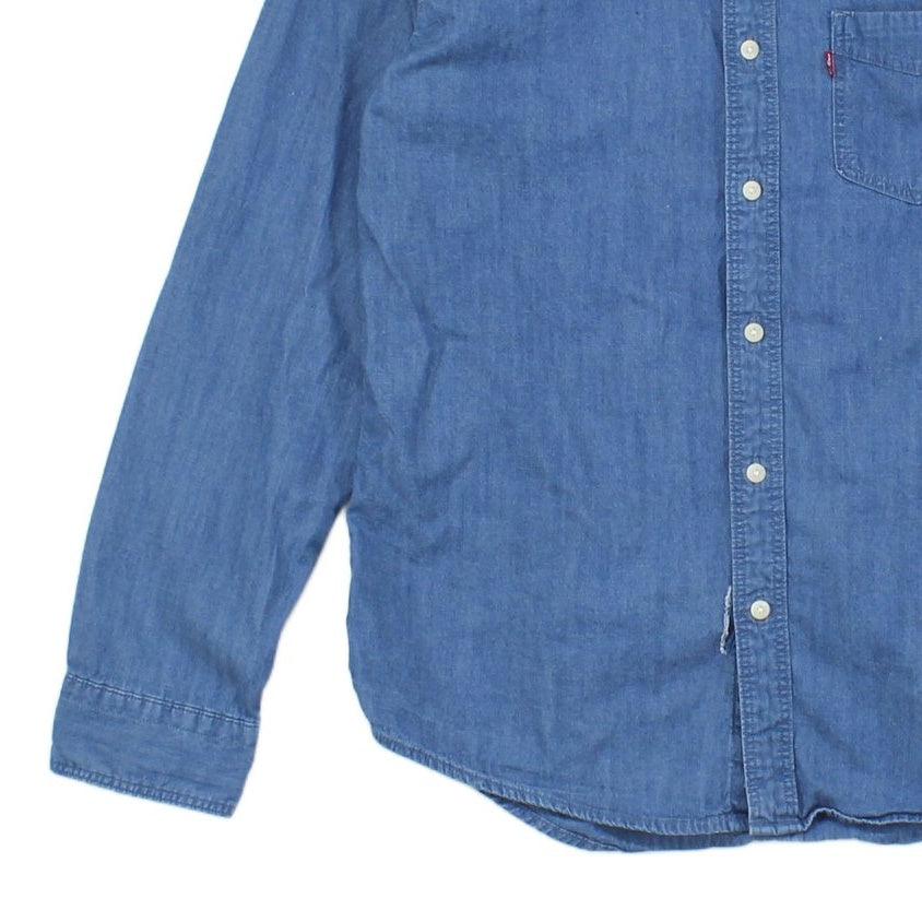 Mens Denim Shirt Long Sleeve Slim Fit