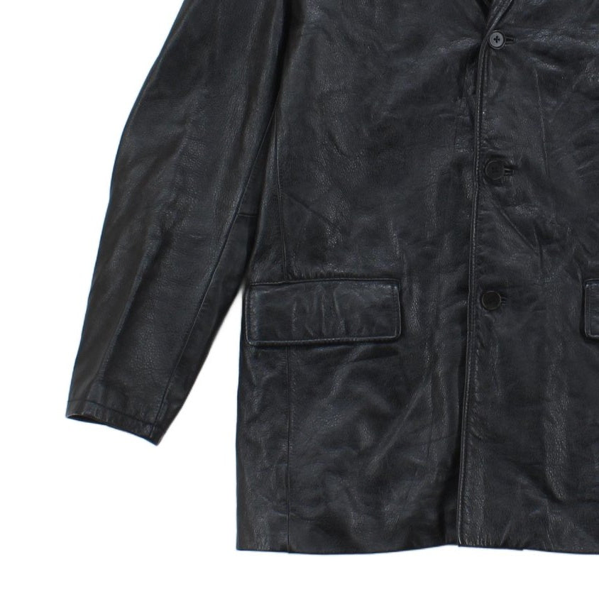 Mens Leather Jacket Single Breasted