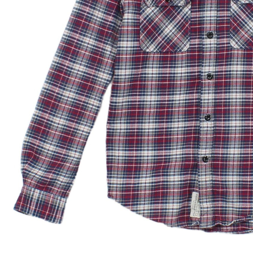 Mens Flannel Plaid Shirt Long Sleeve Check Cotton