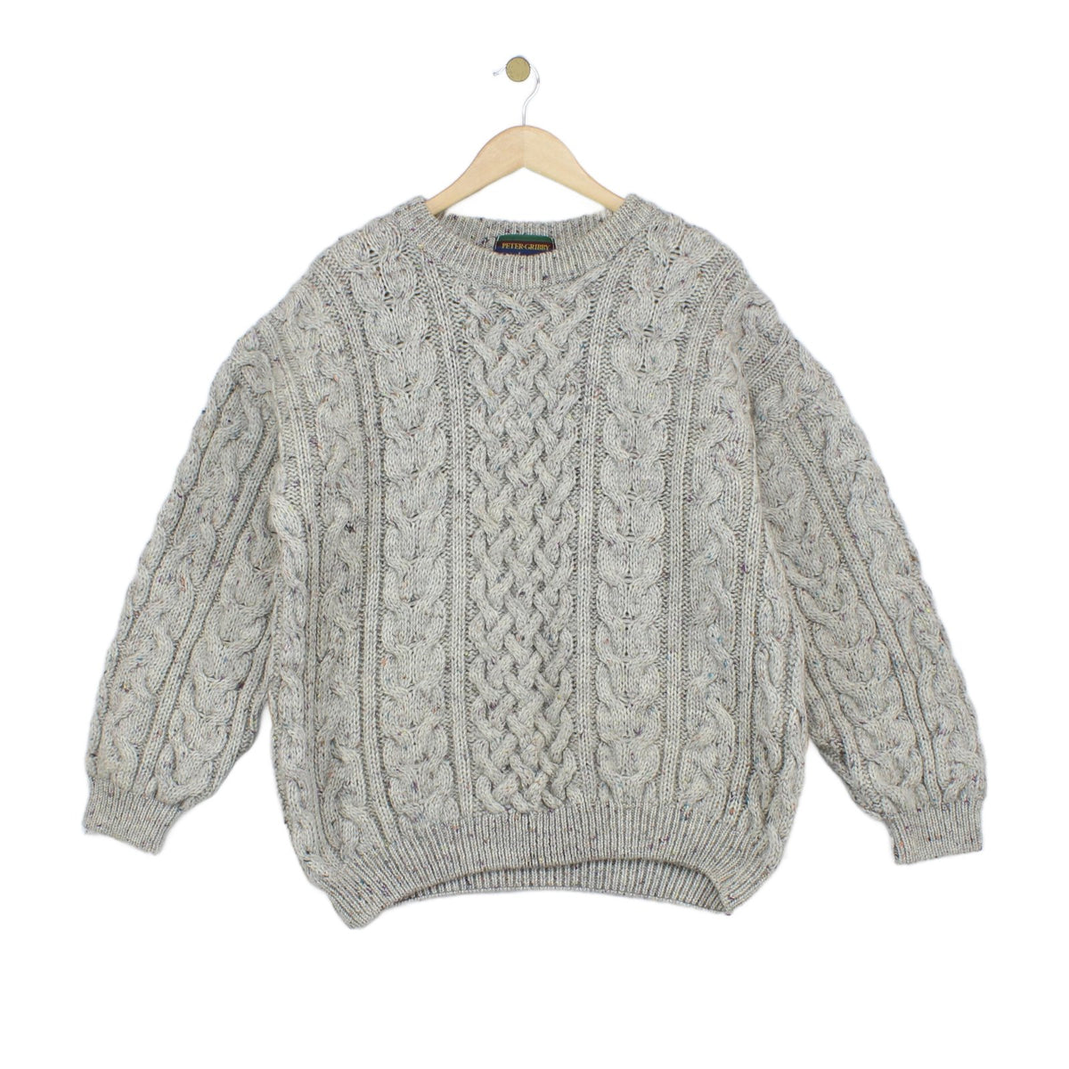 Mens Cable Knit Jumper Chunky Knit Speckled Wool