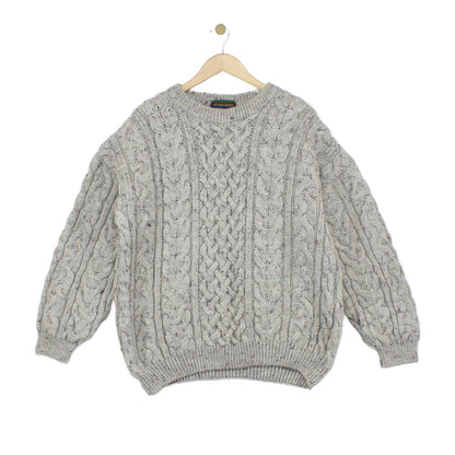 Mens Cable Knit Jumper Chunky Knit Speckled Wool