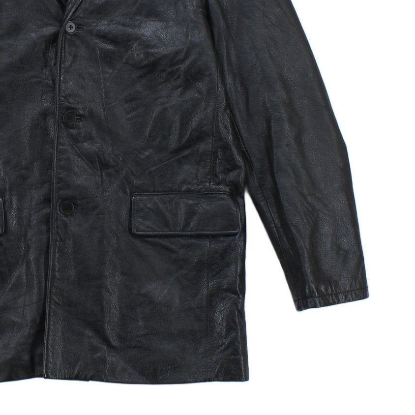Mens Leather Jacket Single Breasted