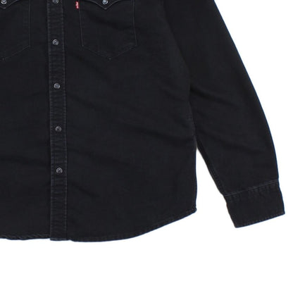 Mens Denim Shirt Button Up Long Sleeve
