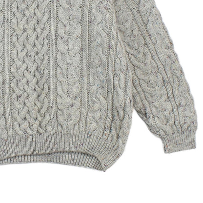 Mens Cable Knit Jumper Chunky Knit Speckled Wool
