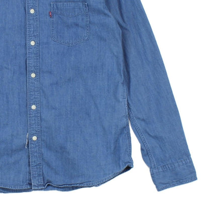Mens Denim Shirt Long Sleeve Slim Fit