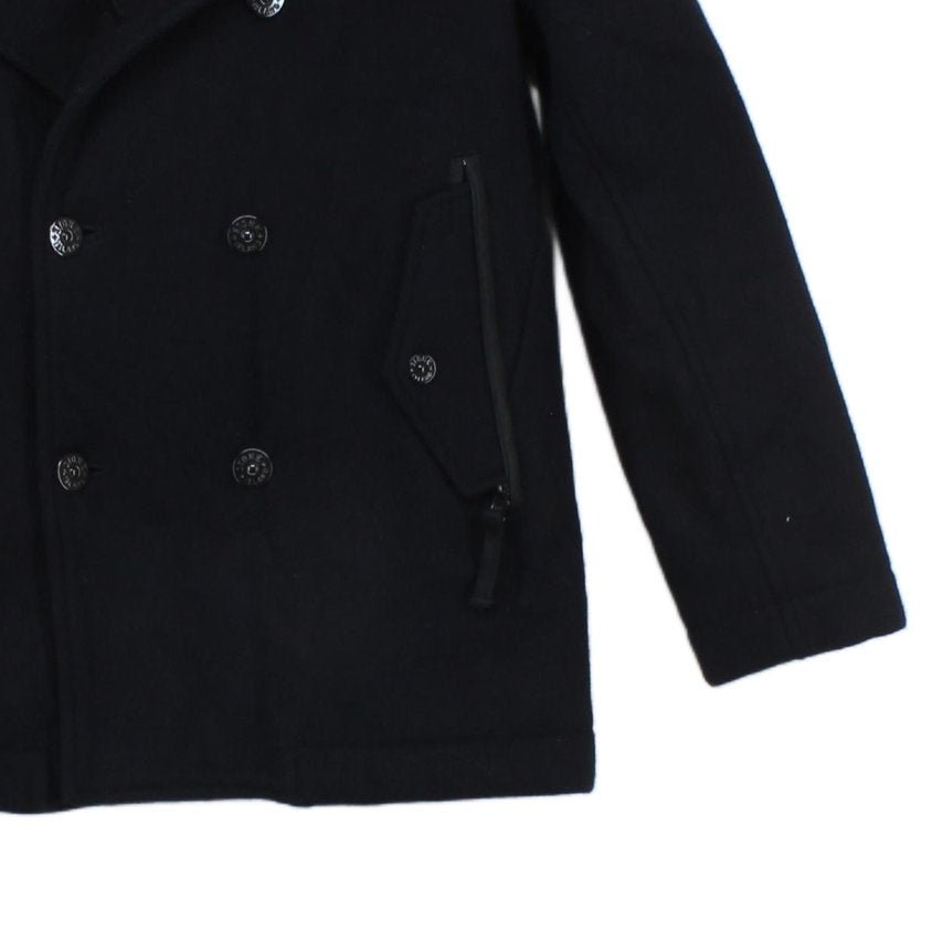 Boys Pea Coat Hooded Wool Blend
