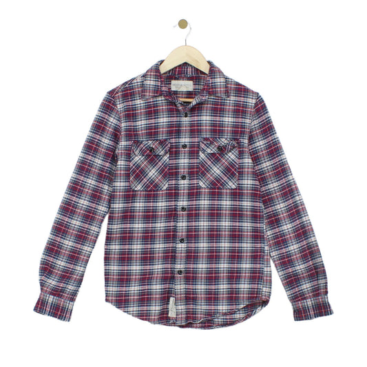 Mens Flannel Plaid Shirt Long Sleeve Check Cotton