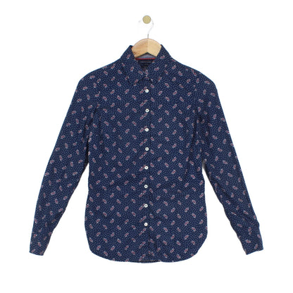 Womens Paisley Shirt Fitted Long Sleeve