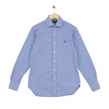 Mens Check Shirt Custom Fit Long Sleeve Button Up