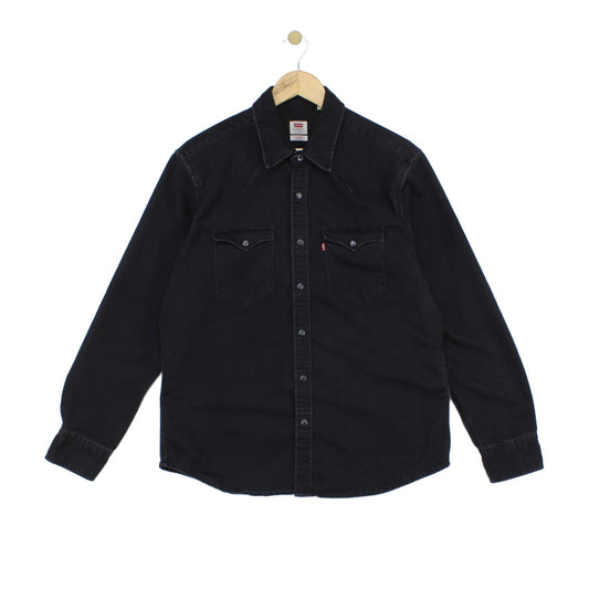 Mens Denim Shirt Button Up Long Sleeve