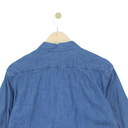 Mens Denim Shirt Long Sleeve Slim Fit