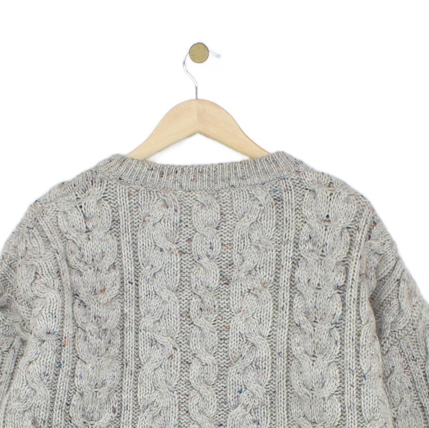 Mens Cable Knit Jumper Chunky Knit Speckled Wool