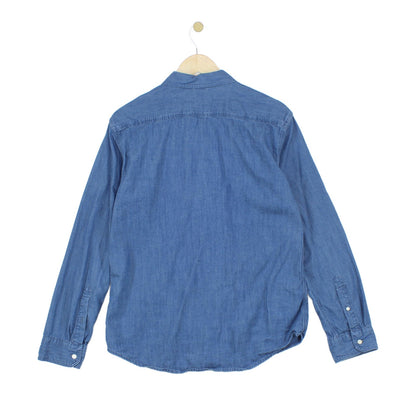 Mens Denim Shirt Long Sleeve Slim Fit