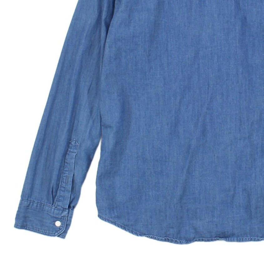 Mens Denim Shirt Long Sleeve Slim Fit