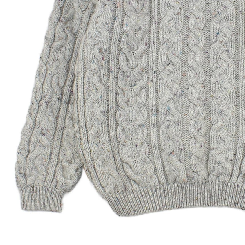 Mens Cable Knit Jumper Chunky Knit Speckled Wool