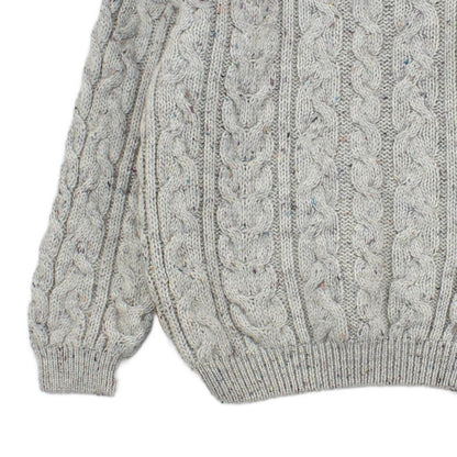 Mens Cable Knit Jumper Chunky Knit Speckled Wool