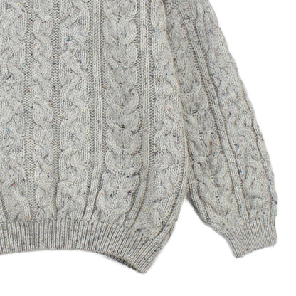 Mens Cable Knit Jumper Chunky Knit Speckled Wool