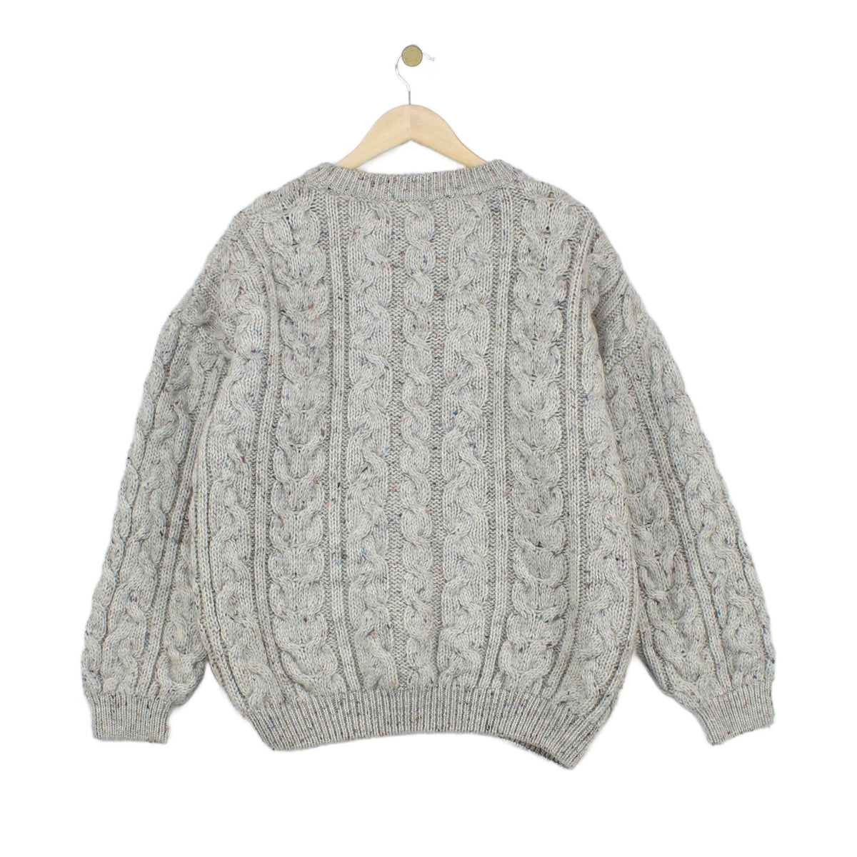Mens Cable Knit Jumper Chunky Knit Speckled Wool