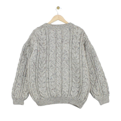 Mens Cable Knit Jumper Chunky Knit Speckled Wool