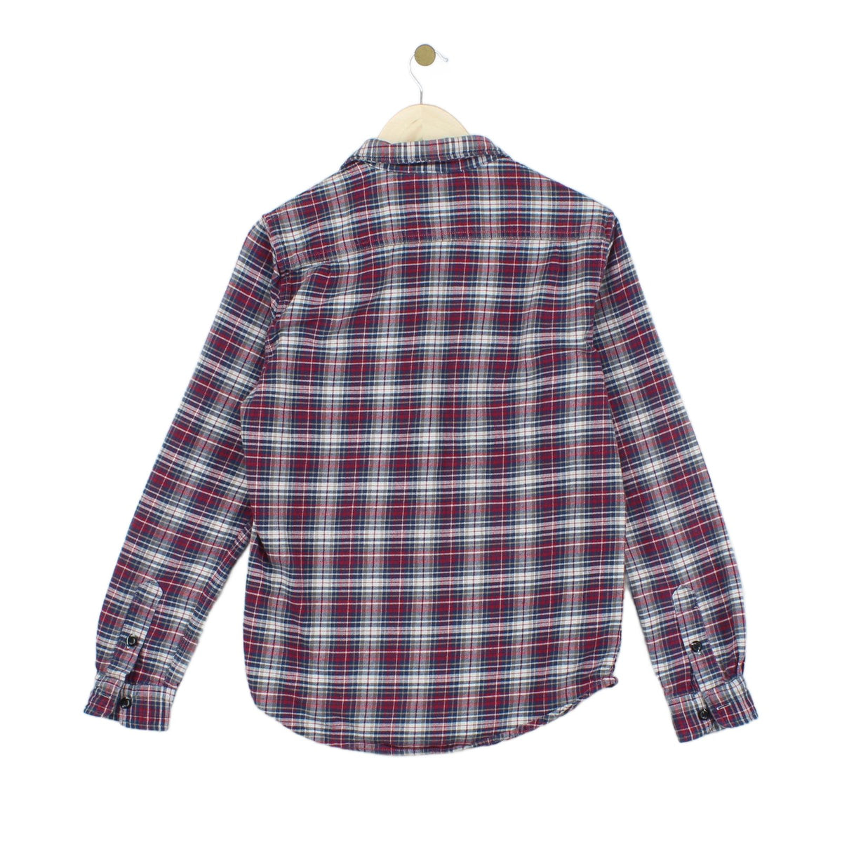 Mens Flannel Plaid Shirt Long Sleeve Check Cotton