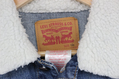 Boys Sherpa Denim Jacket Lined Trucker Cotton