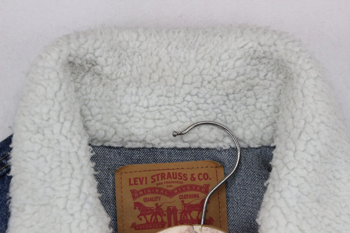 Boys Sherpa Denim Jacket Lined Trucker Cotton