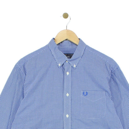 Mens Check Shirt Long Sleeve Button Up Cotton