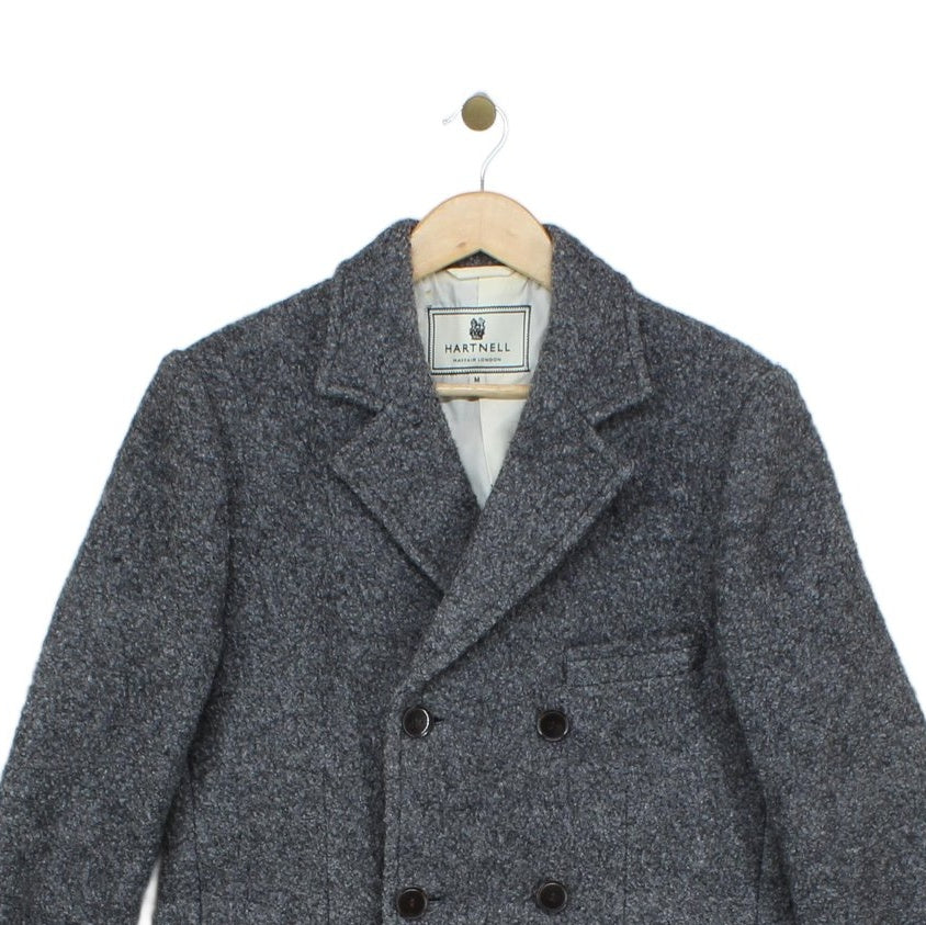 Mens Overcoat Tailored Fit Double Breasted Wool Blend