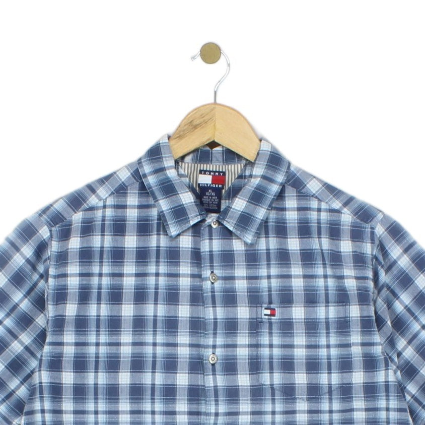 Mens Plaid Shirt Short Sleeve Button Up