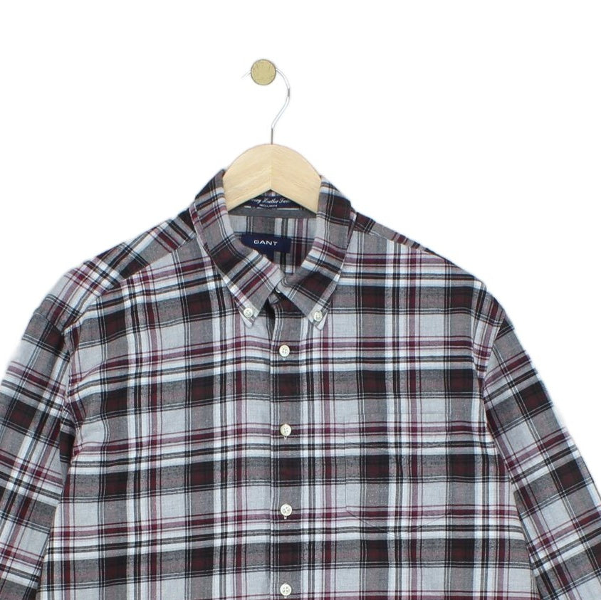 Mens Check Shirt Button Up Long Sleeve