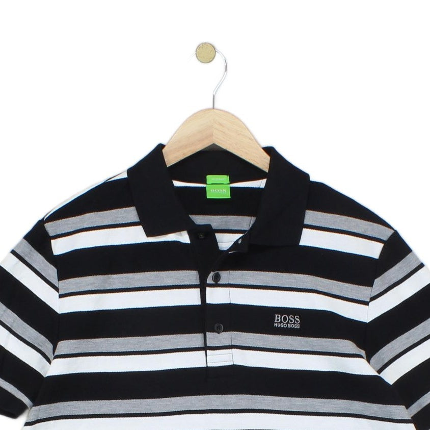 Mens Striped Polo Shirt Modern Fit Short Sleeve