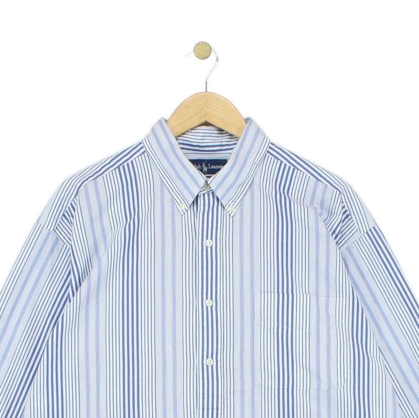 Mens Striped Shirt Button Up Collared