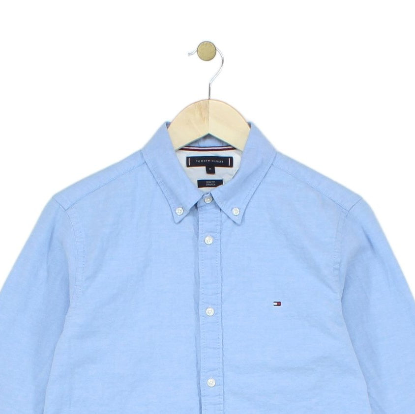 Mens Oxford Shirt Stretch Slim Fit Button Up