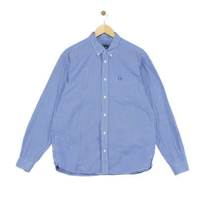 Mens Check Shirt Long Sleeve Button Up Cotton
