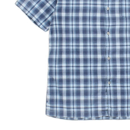 Mens Plaid Shirt Short Sleeve Button Up